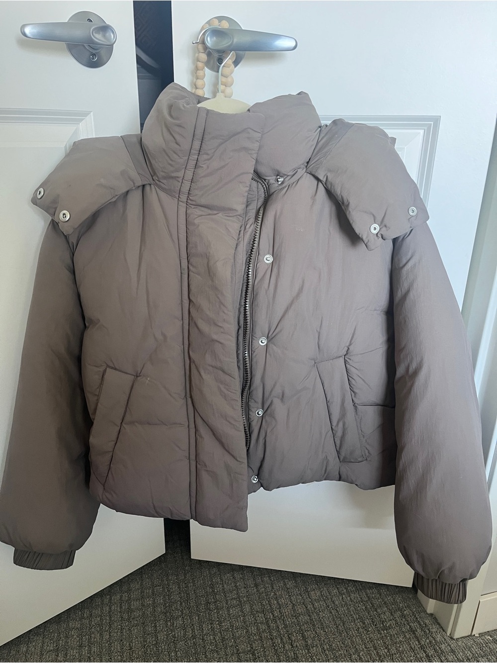 GAP Taupe Puffer Jacket with Hood